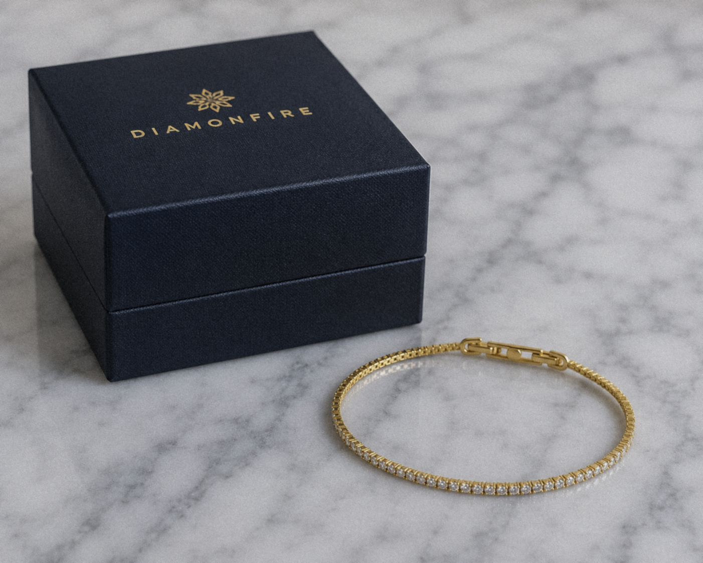 Diamonfire Yellow Gold Plated Sterling Silver Round Cut Zirconia Tennis Bracelet