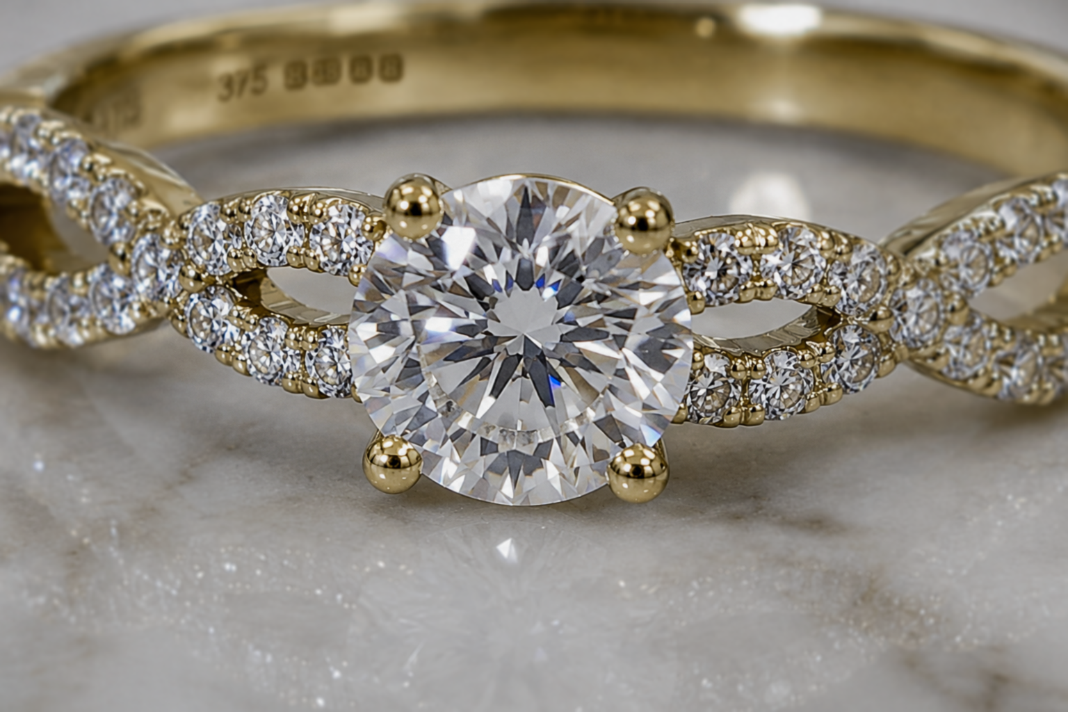 9ct Yellow Gold Diamond Double Twist Engagement Ring