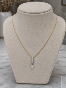 9ct Yellow Gold Diamond Trilogy Drop Pendant Necklace (0.10ct)