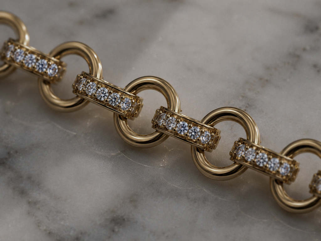 9ct Yellow Gold CZ Heart Belcher Bracelet – 6.5“