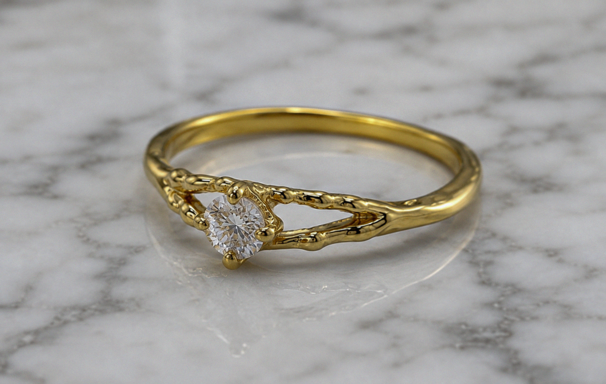 Banyan 18ct Gold Vermeil Lab-Grown Diamond Solitaire Ring