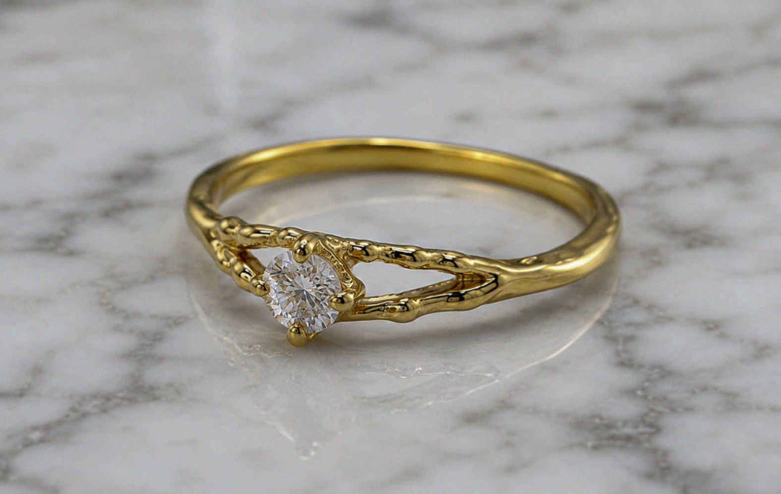 Banyan 18ct Gold Vermeil Lab-Grown Diamond Solitaire Ring