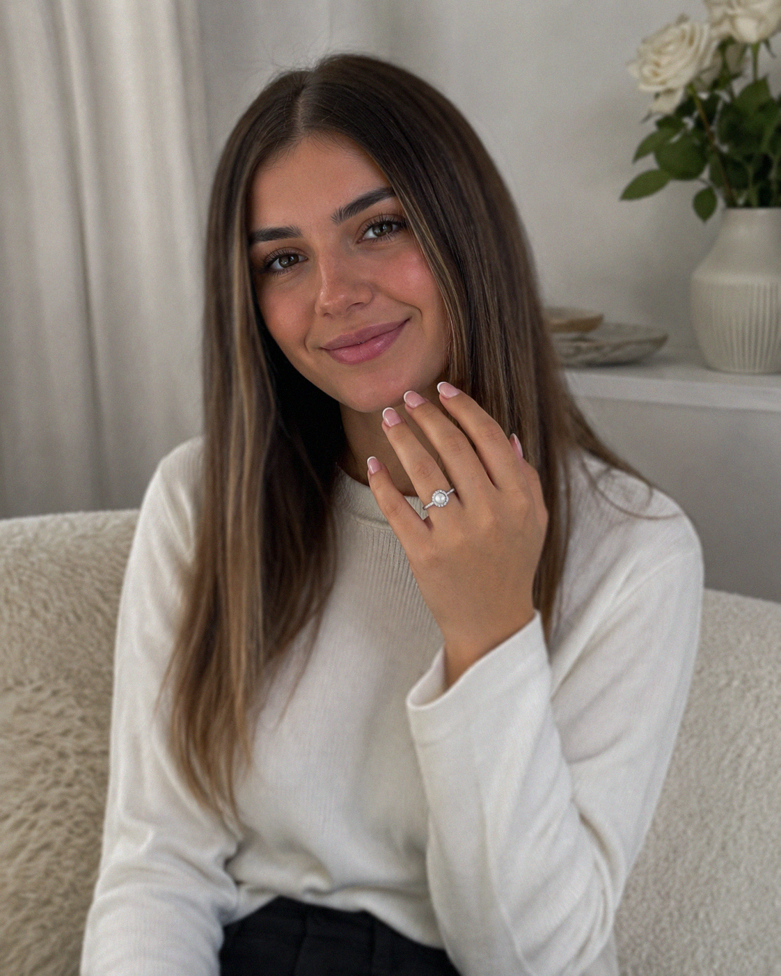 Sterling Silver Freshwater Pearl & Cubic Zirconia Halo Ring