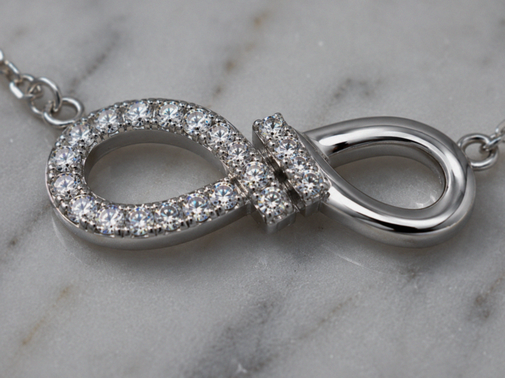 Sterling Silver Cubic Zirconia Infinity Necklace