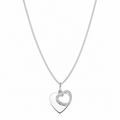 Beginnings Sterling Silver Cubic Zirconia Double Heart Pendant with 41–46cm Chain