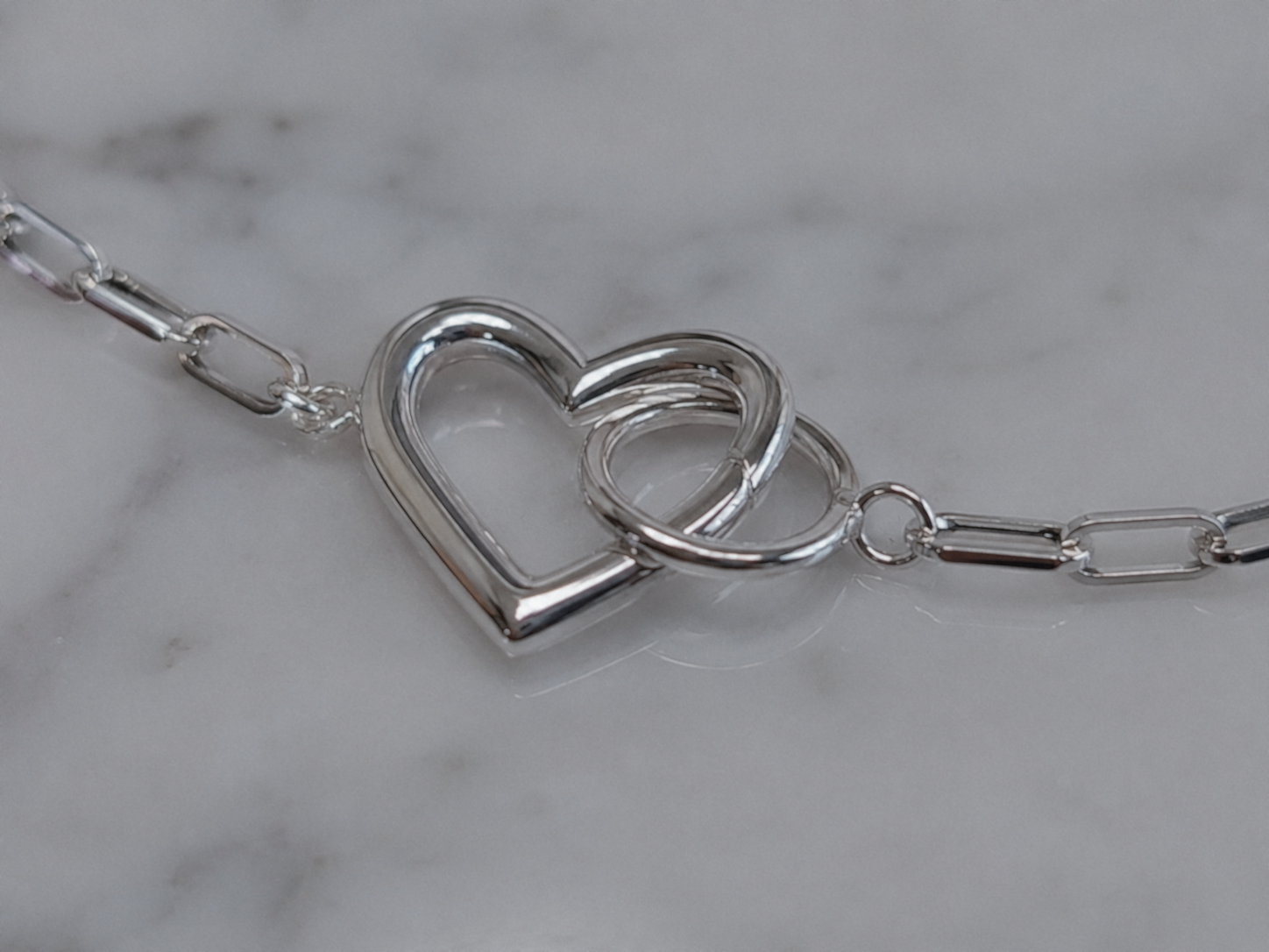 Sterling Silver Heart Connection Chain Bracelet