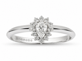9ct White Gold 0.35ct Pear-Cut Flower Halo Diamond Engagement Ring