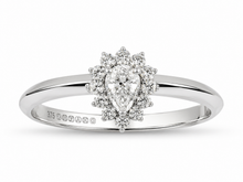 9ct White Gold 0.35ct Pear-Cut Flower Halo Diamond Engagement Ring