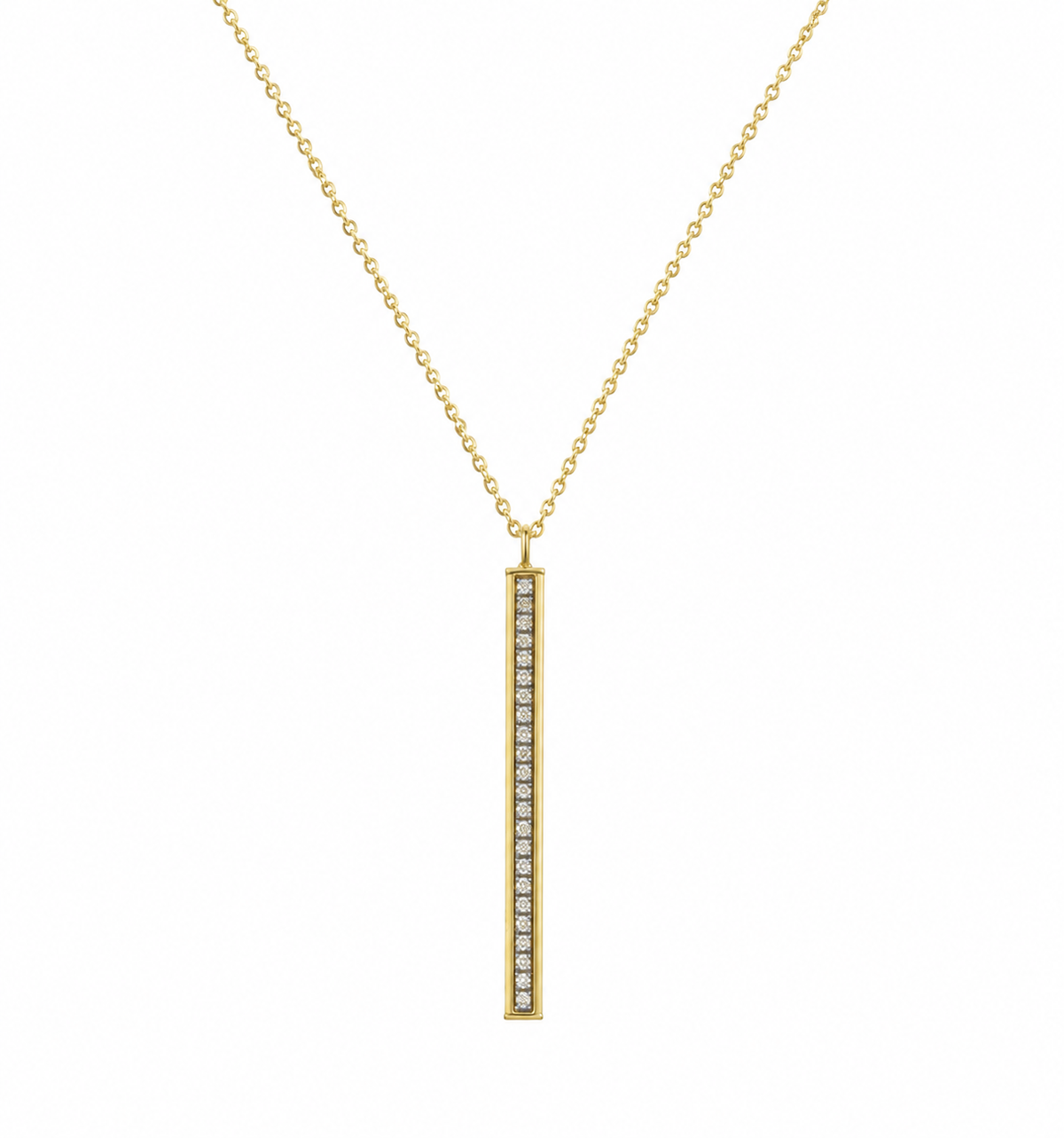 9ct Yellow Gold Glitter Bar Pendant Necklace