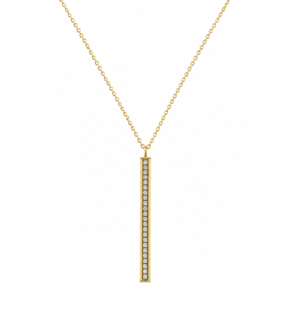 9ct Yellow Gold Glitter Bar Pendant Necklace