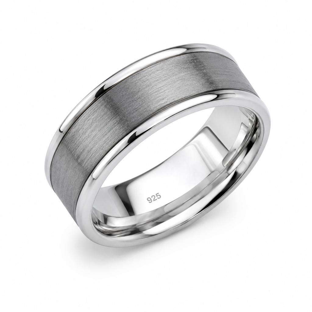 Brushed Spinner Ring in Sterling Silver