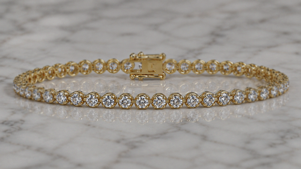 9ct Yellow Gold 3ct Lab-Grown Diamond Tennis Bracelet 7 Inch