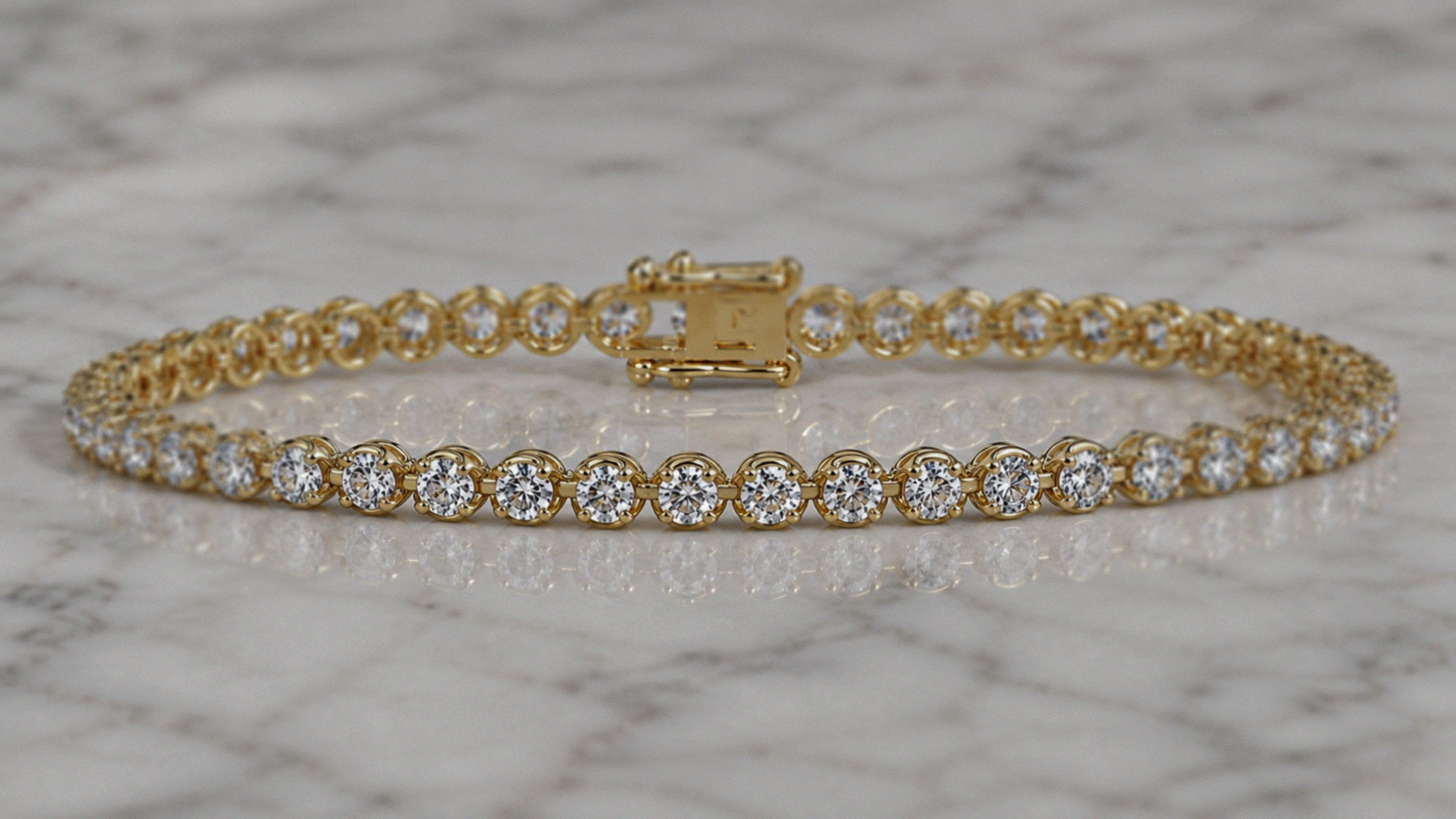 9ct Yellow Gold 3ct Lab-Grown Diamond Tennis Bracelet 7 Inch