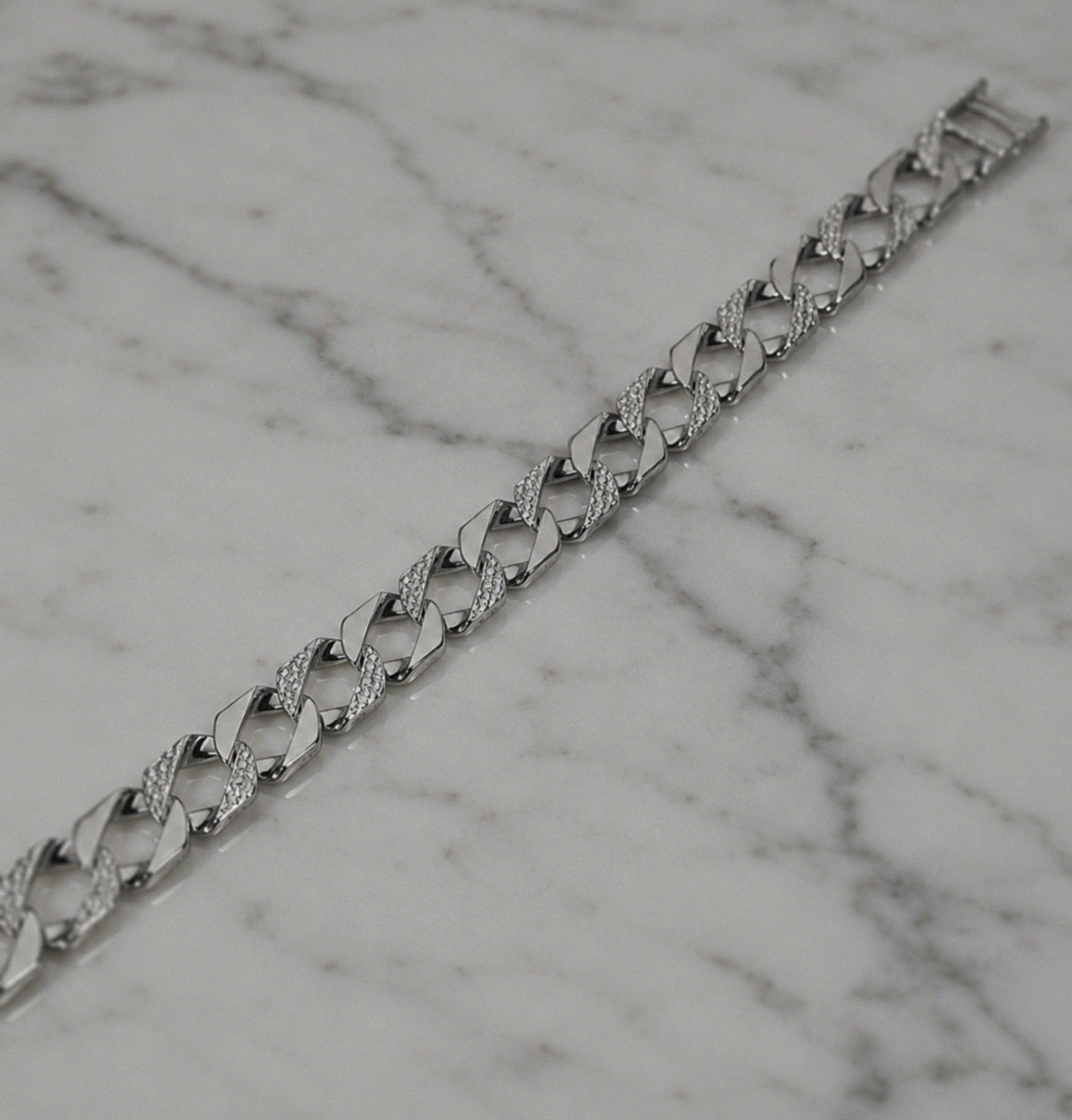 Men's Silver Plain & Engraved Flat Curb Chain 24"