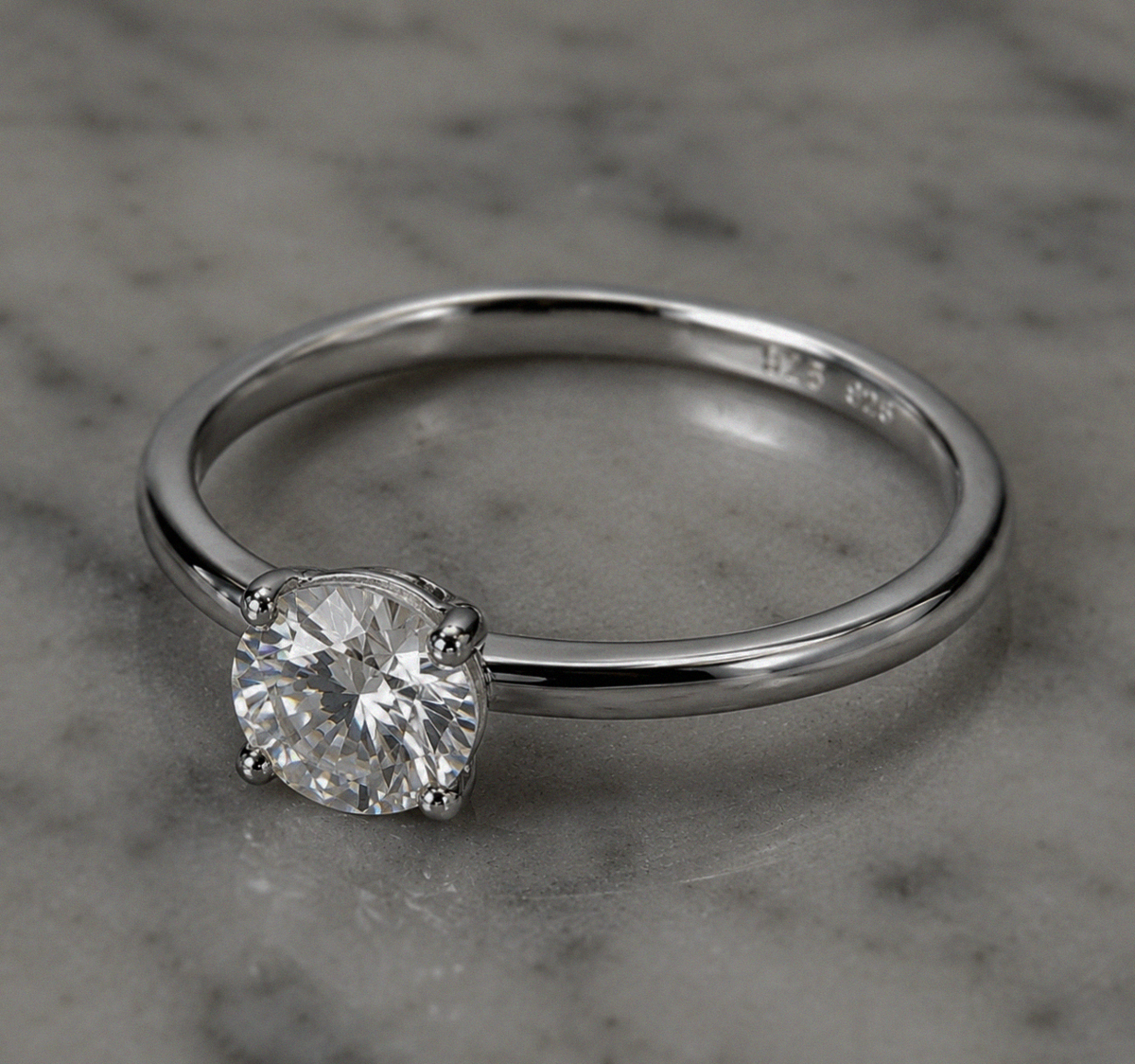 Sterling Silver Moissanite Solitaire Ring – 1.00ct Diamond Equivalent