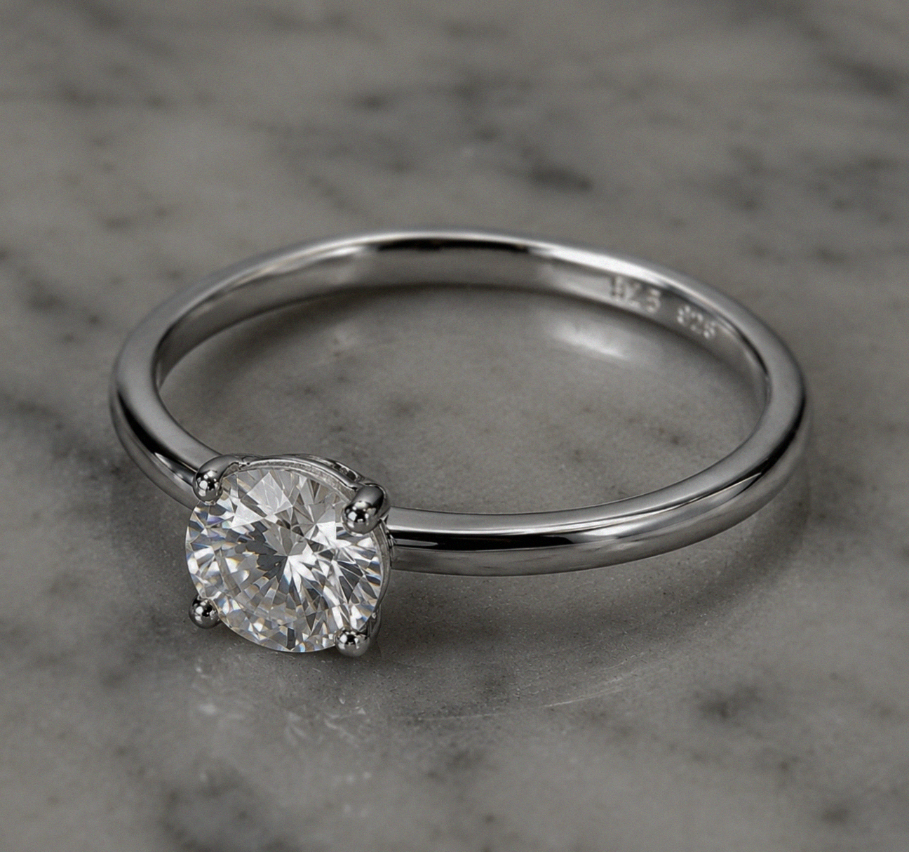 Sterling Silver Moissanite Solitaire Ring – 1.00ct Diamond Equivalent