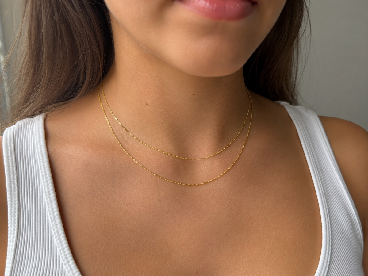 9ct Yellow Gold 16"-18" Diamond-Cut Curb Chain