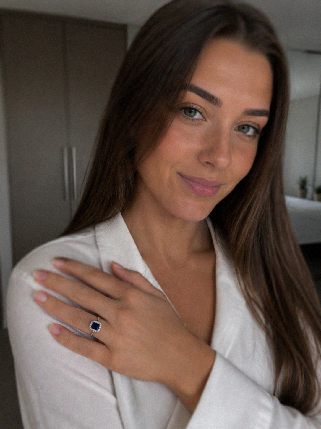 Diamonfire Blue Cubic Zirconia Geometric Halo Ring