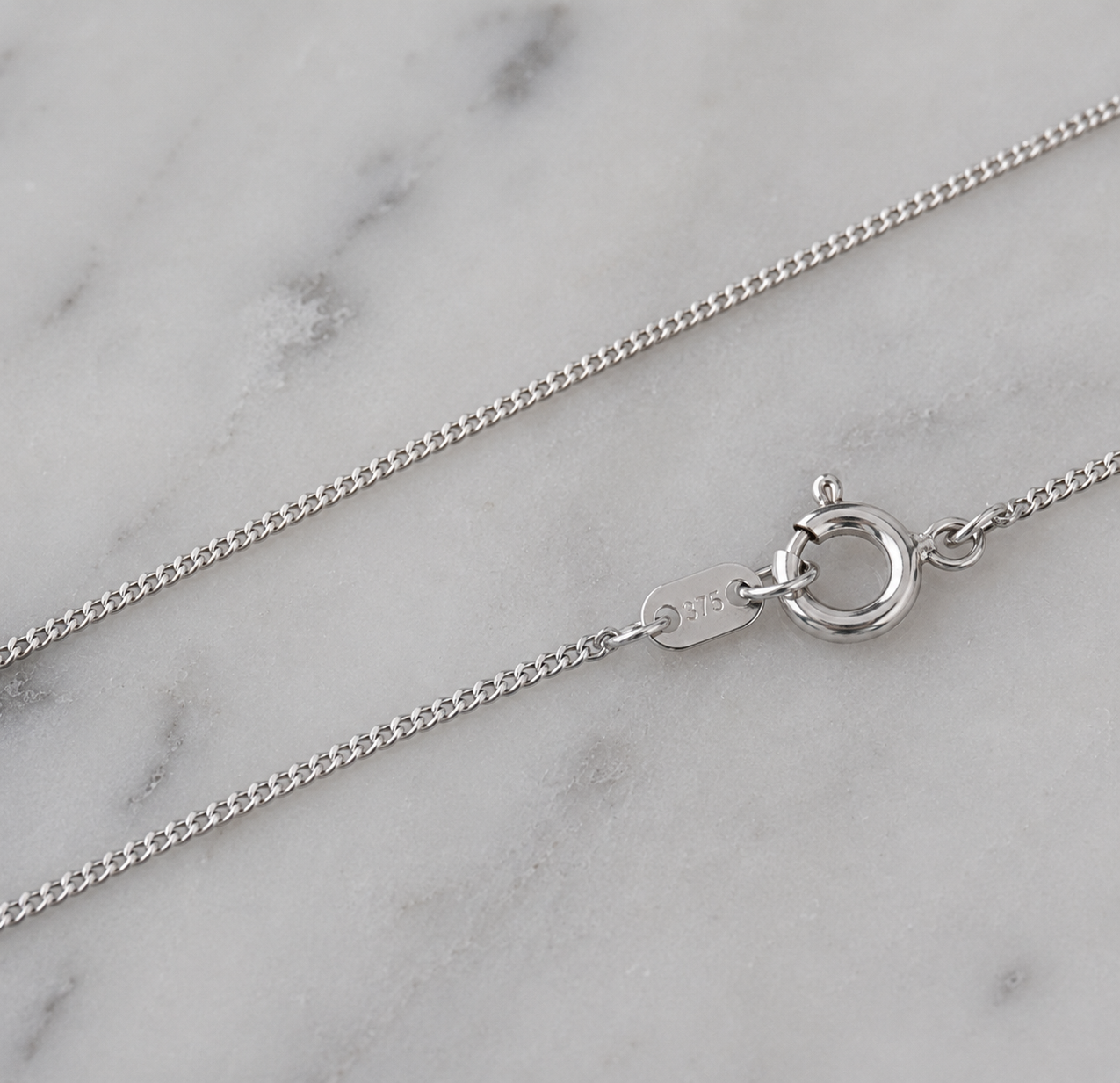 9ct White Gold Diamond-Cut Curb Chain
