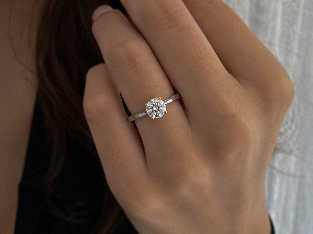 14ct White & Yellow Gold 1ct Diamond Solitaire Engagement Ring