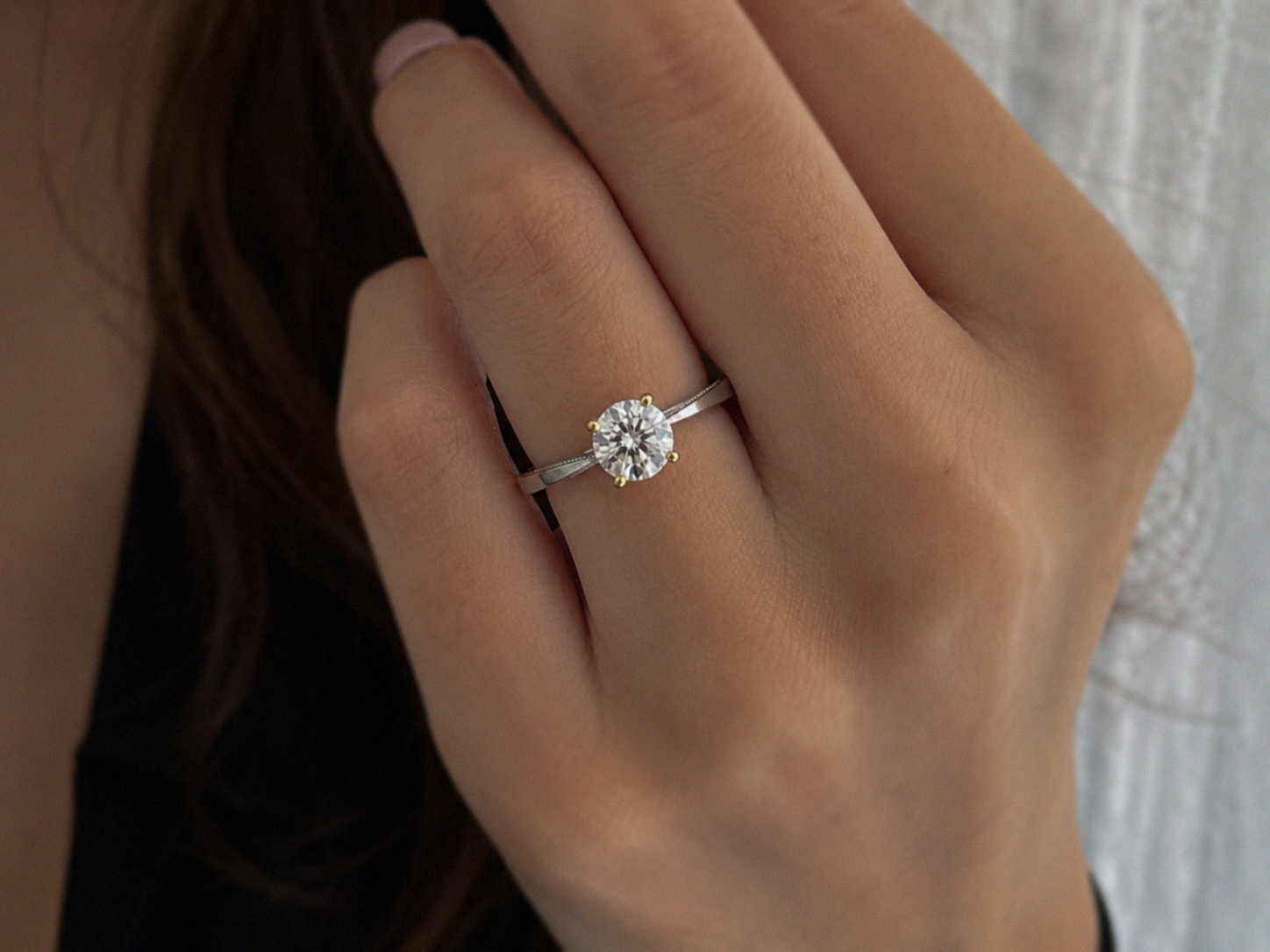 14ct White & Yellow Gold 1ct Diamond Solitaire Engagement Ring