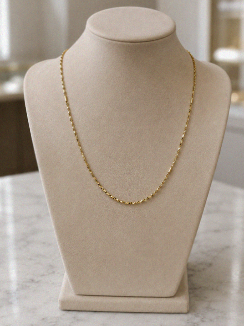 Diamond Cut Bead Bar Necklace in 9ct Yellow Gold