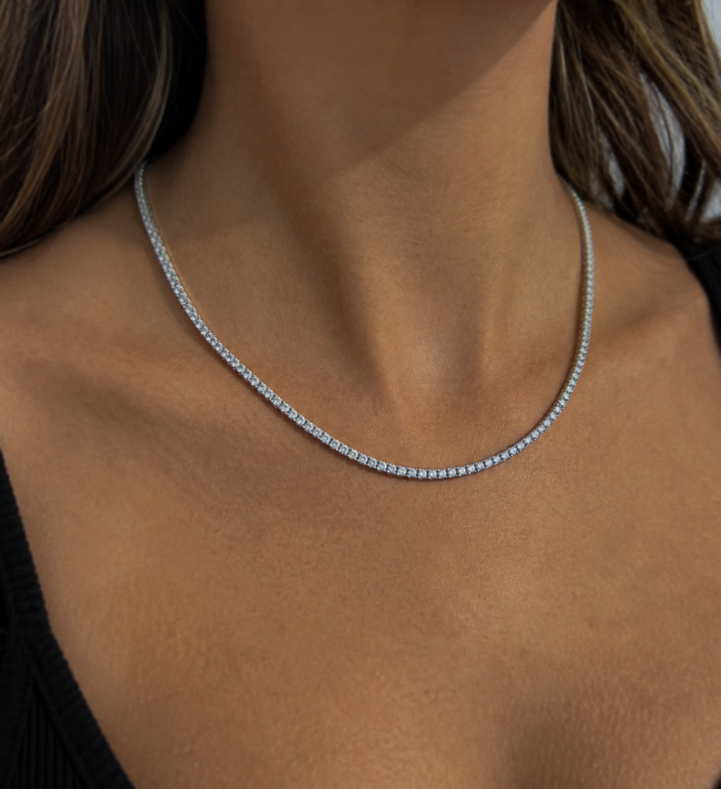 Diamonfire Sterling Silver Cubic Zirconia Tennis Necklace