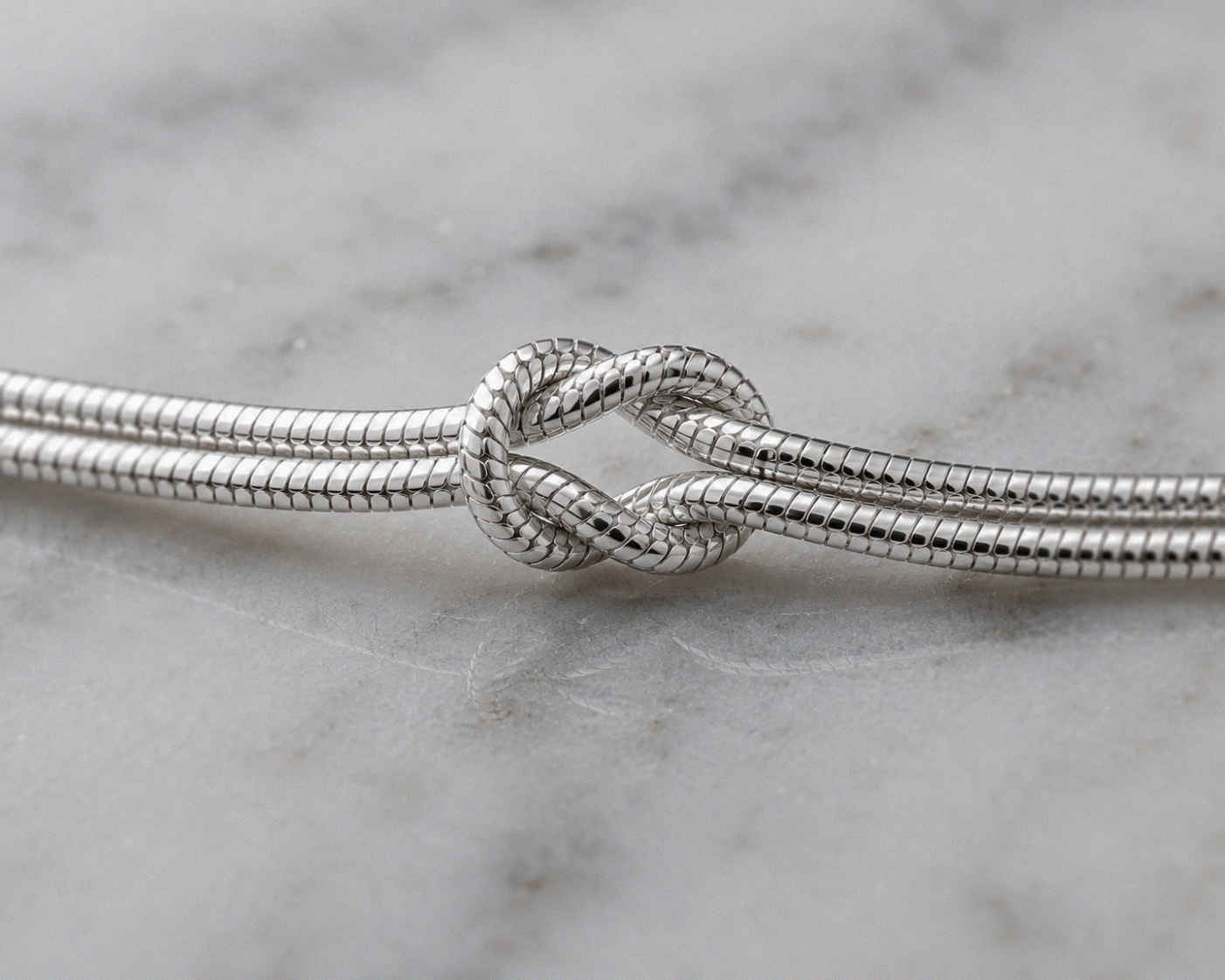Love Knot Snake Chain Bracelet – Sterling Silver