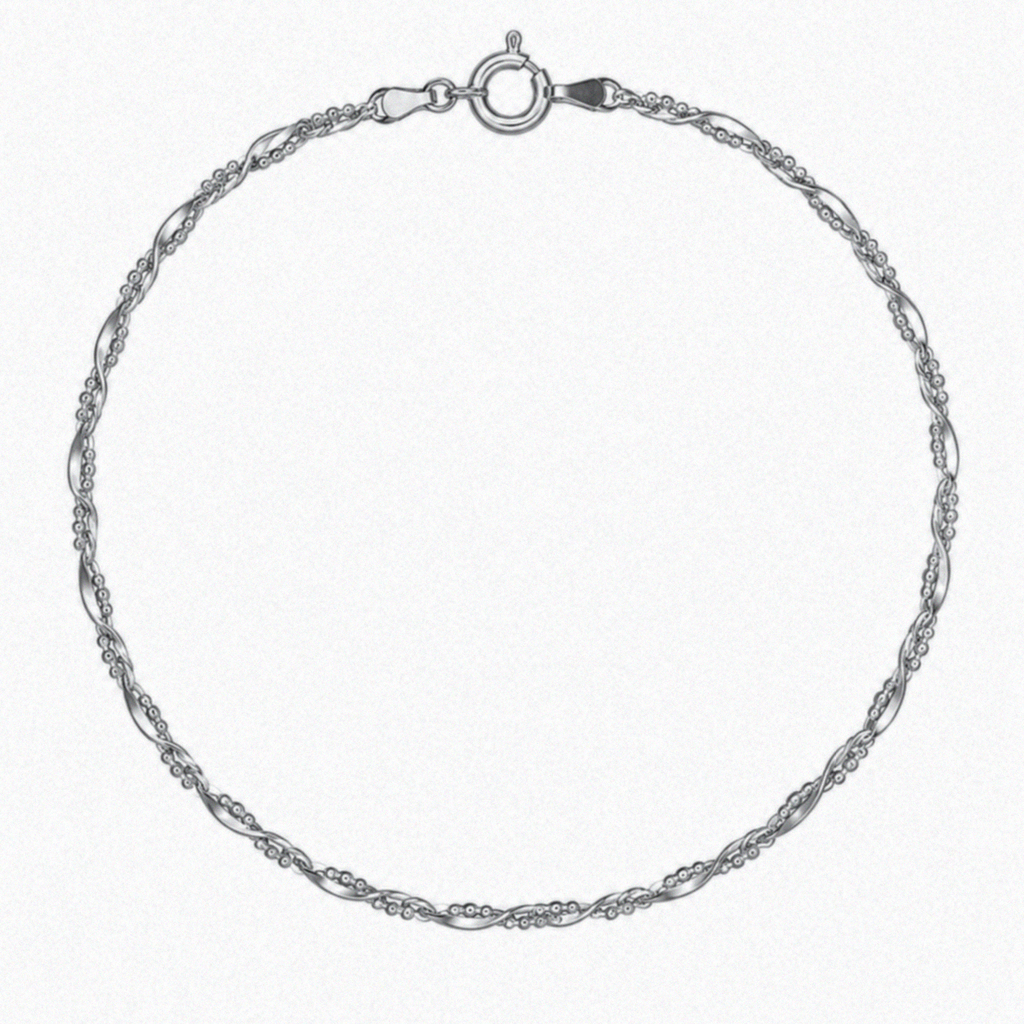 Sterling Silver Twisted Chain Charm Bracelet