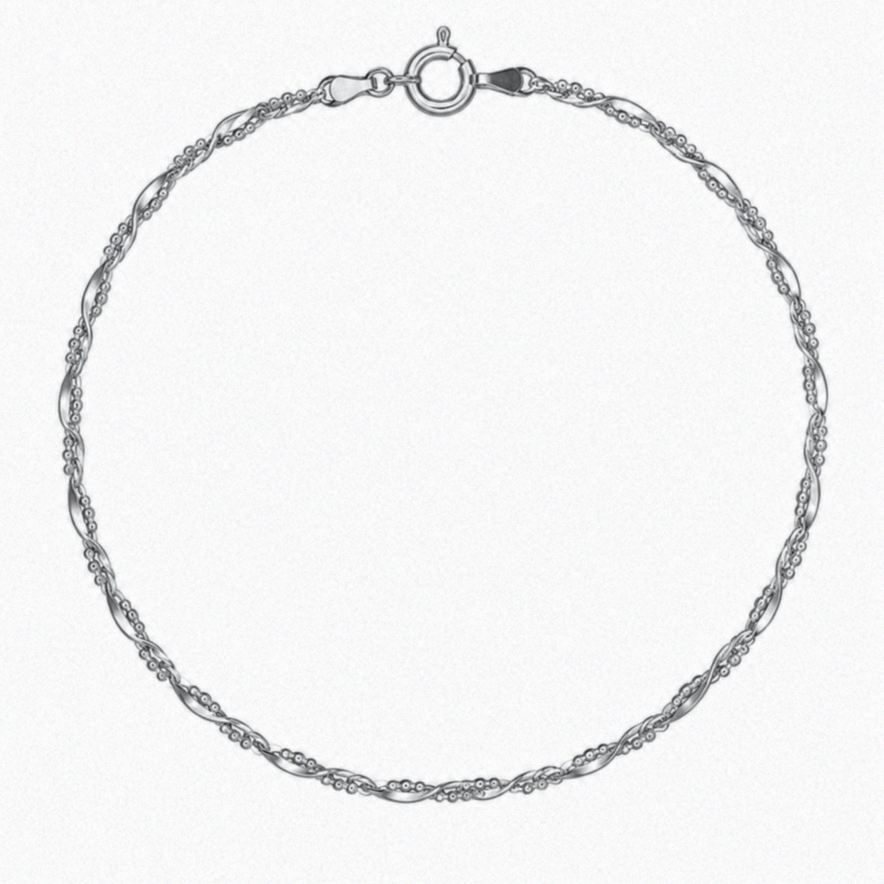 Sterling Silver Twisted Chain Charm Bracelet
