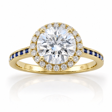 18ct Yellow Gold 10.01ct Natural Diamond & Sapphire Halo Ring