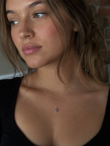 Sterling Silver Natural Amethyst Teardrop Pendant Necklace