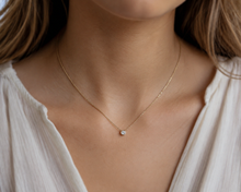 9ct Yellow Gold Diamond Solitaire Bezel Necklace