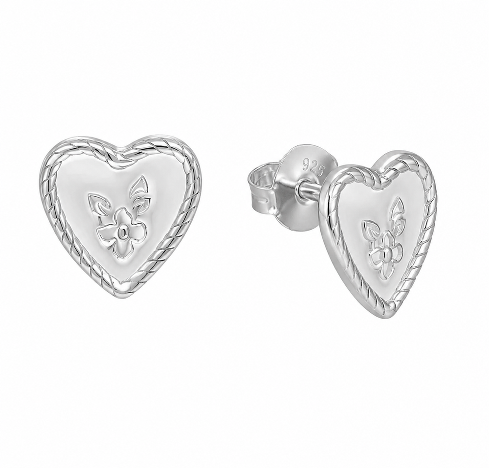 Laura Ashley Spring Posy Sterling Silver Heart Stud Earrings