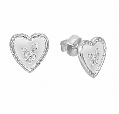 Laura Ashley Spring Posy Sterling Silver Heart Stud Earrings