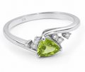 9ct White Gold Trillion Peridot & White Topaz Ring