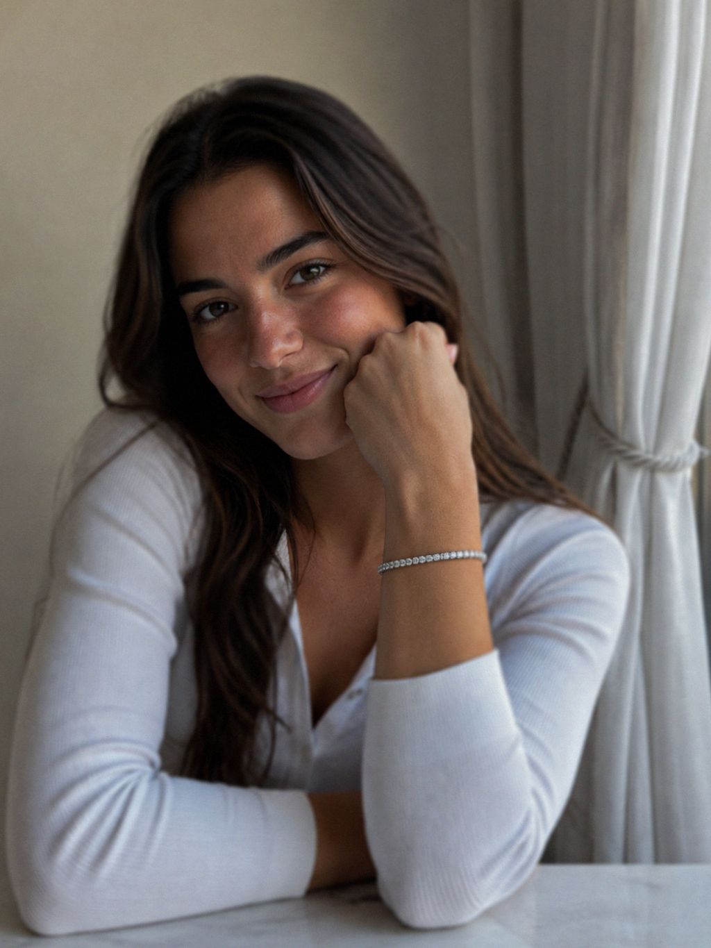18ct White Gold Lab-Grown Diamond Tennis Bracelet