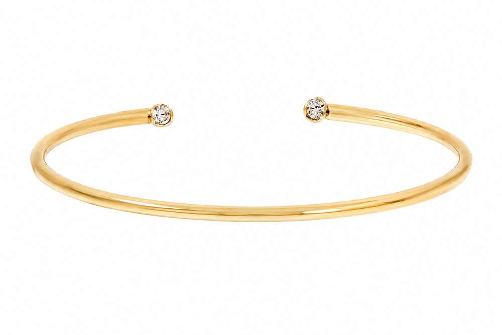 18ct Yellow Gold 0.16ct Diamond Open Bangle Bracelet