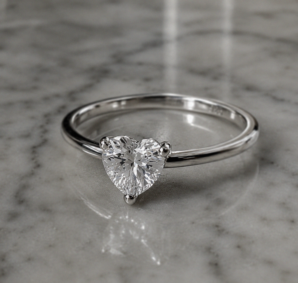 Sterling Silver Cubic Zirconia Solitaire Heart Ring