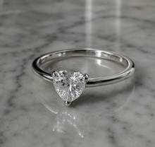 Sterling Silver Cubic Zirconia Solitaire Heart Ring