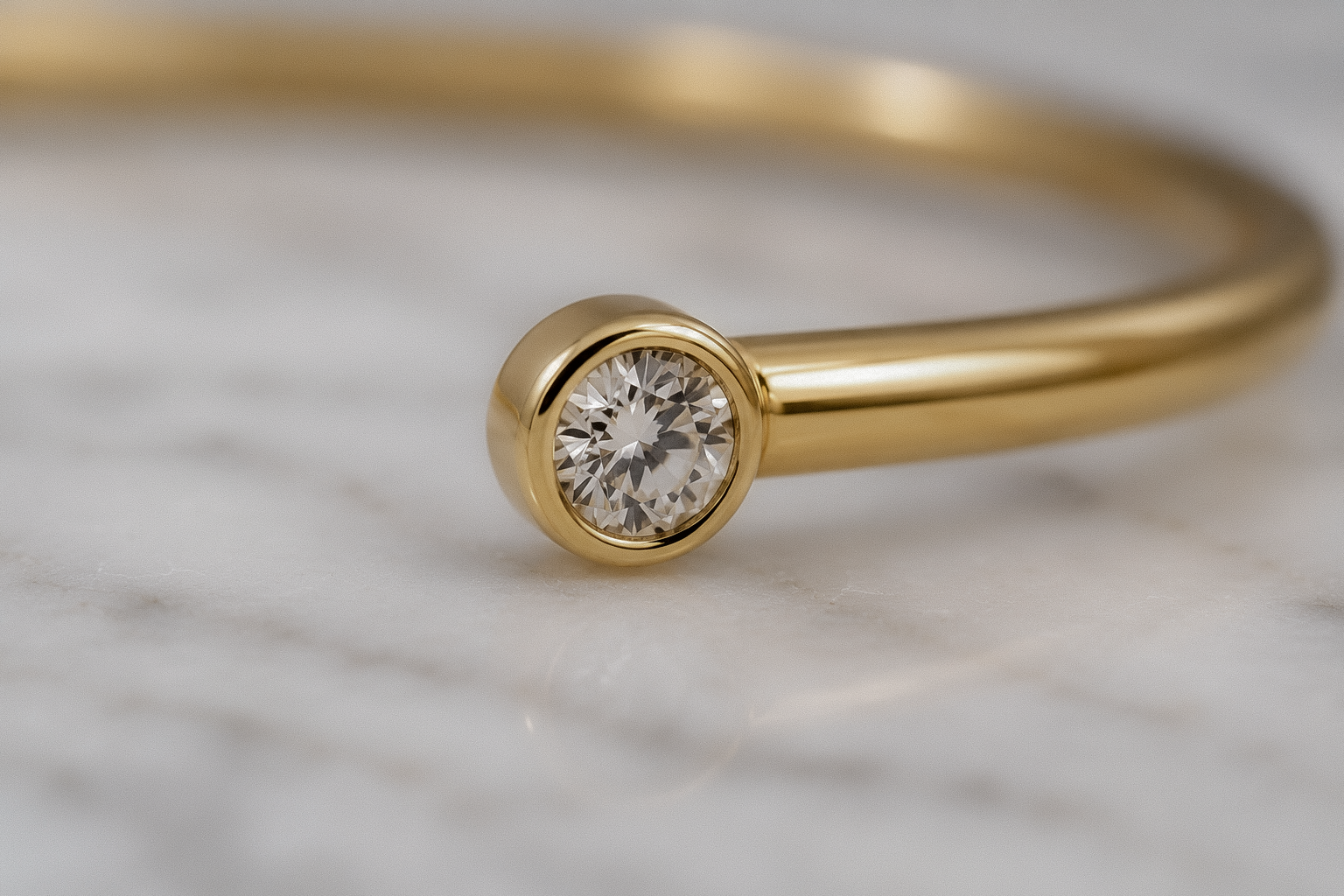 18ct Yellow Gold 0.16ct Diamond Open Bangle Bracelet