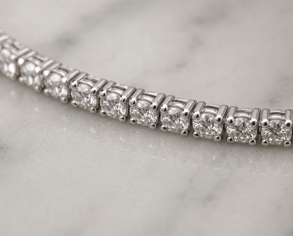 Diamonfire Sterling Silver Round Cut Zirconia Tennis Bracelet