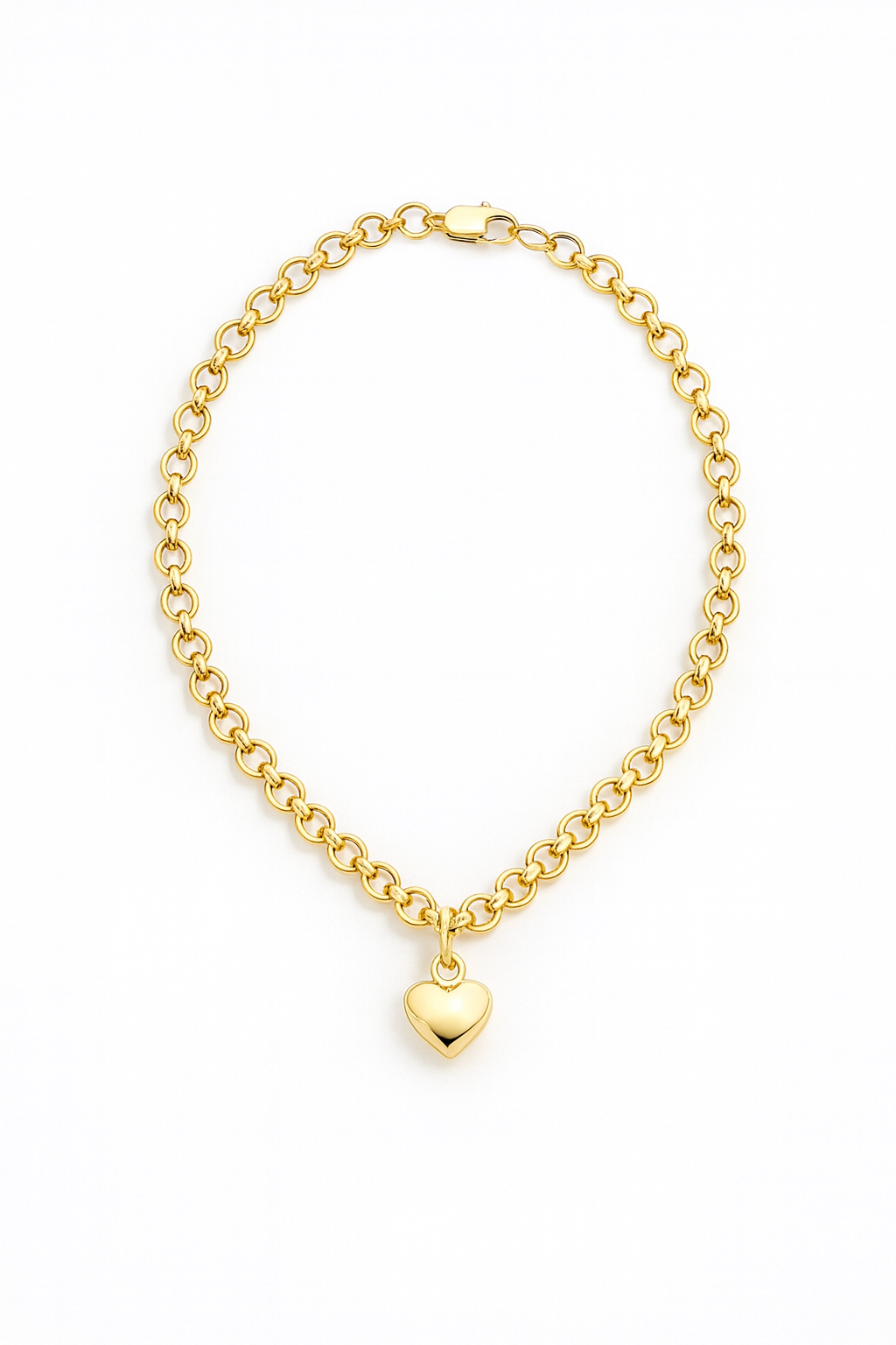 14ct Yellow Gold Belcher Bracelet with Heart Charm – 7” - PRE ORDER