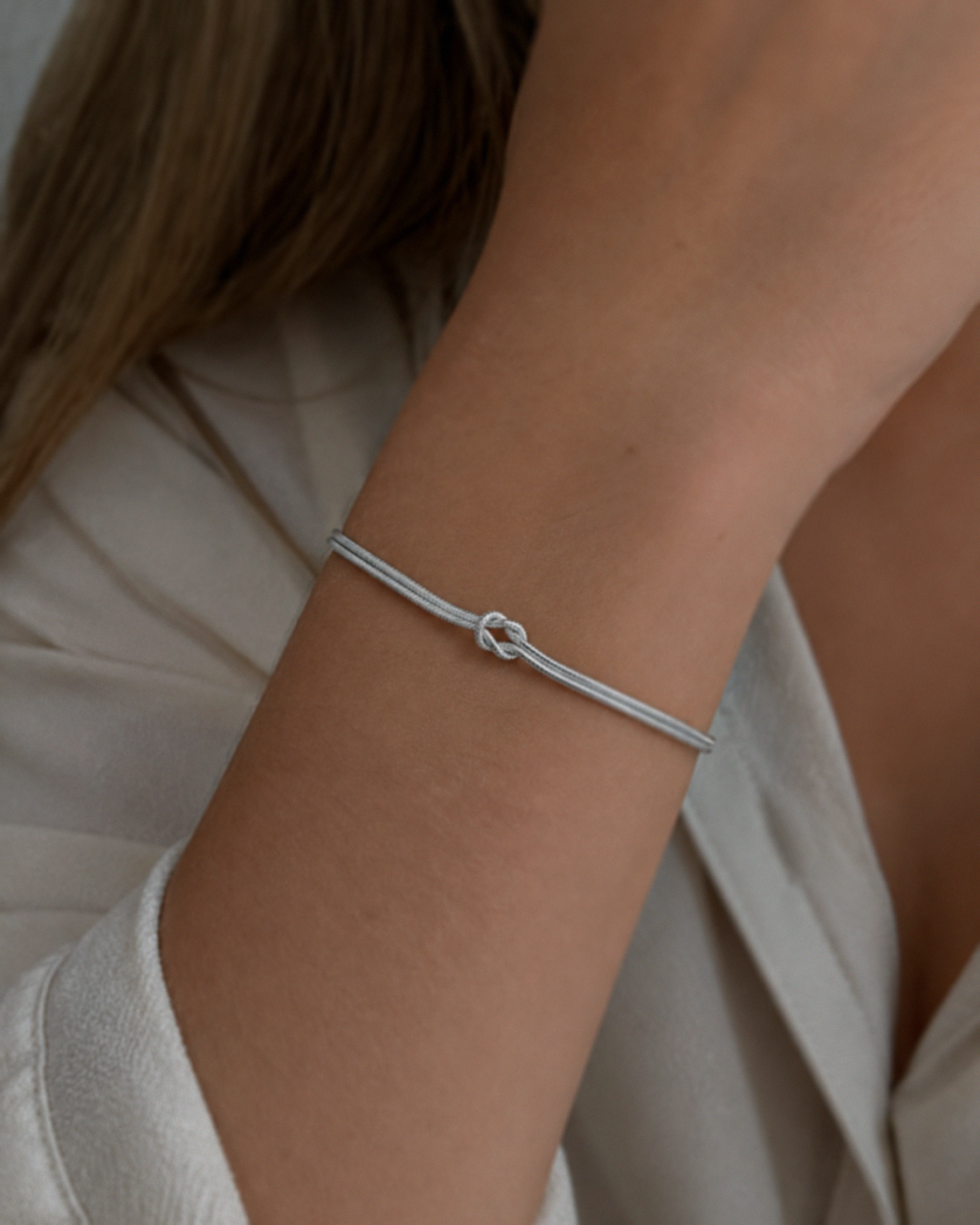 Love Knot Snake Chain Bracelet – Sterling Silver