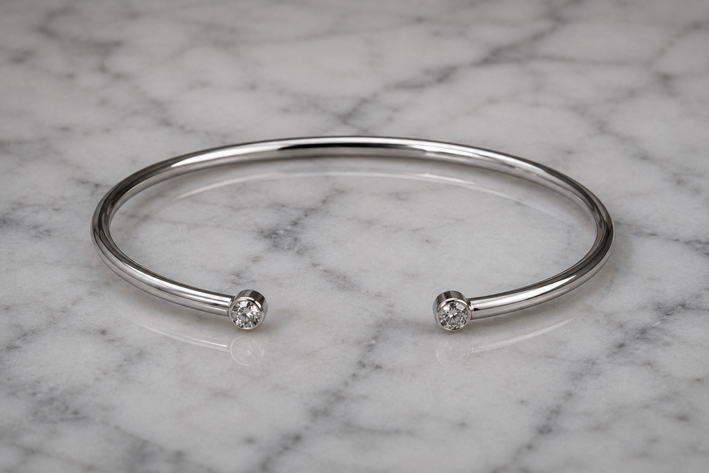 18ct White Gold 0.16ct Diamond Open Bangle Bracelet