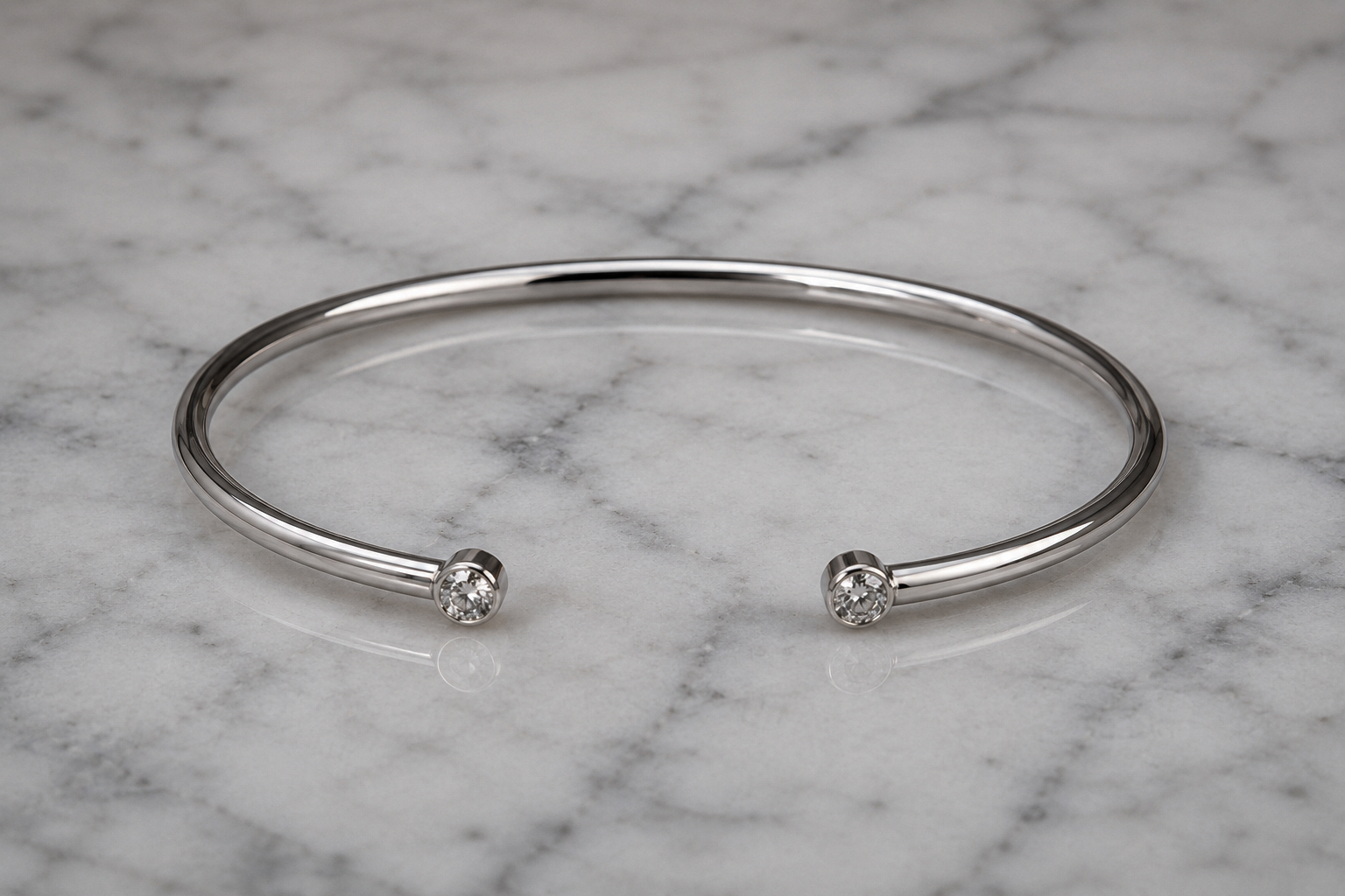 18ct White Gold 0.16ct Diamond Open Bangle Bracelet
