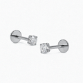 Sterling Silver CZ Labret Stud Earring – Flat Back Cartilage Helix Tragus Piercing