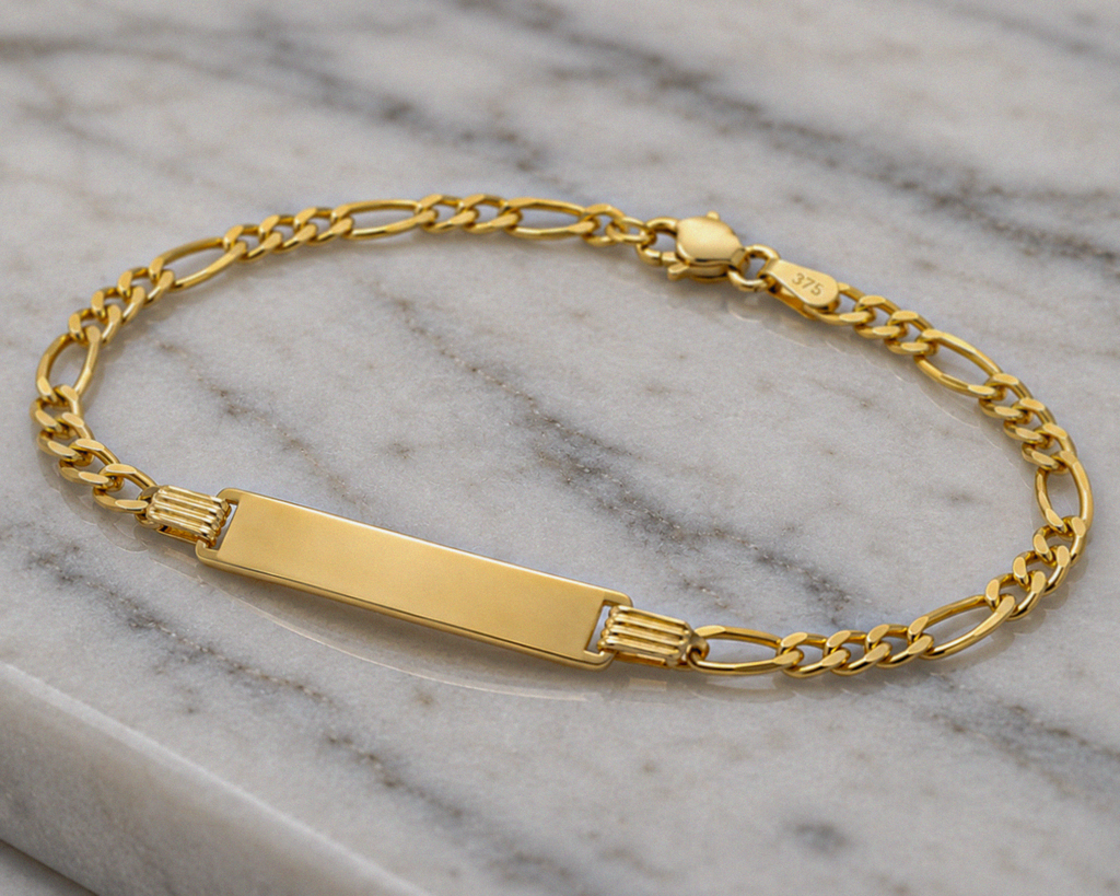 9ct Gold Kids Figaro ID Bracelet – 6.5”