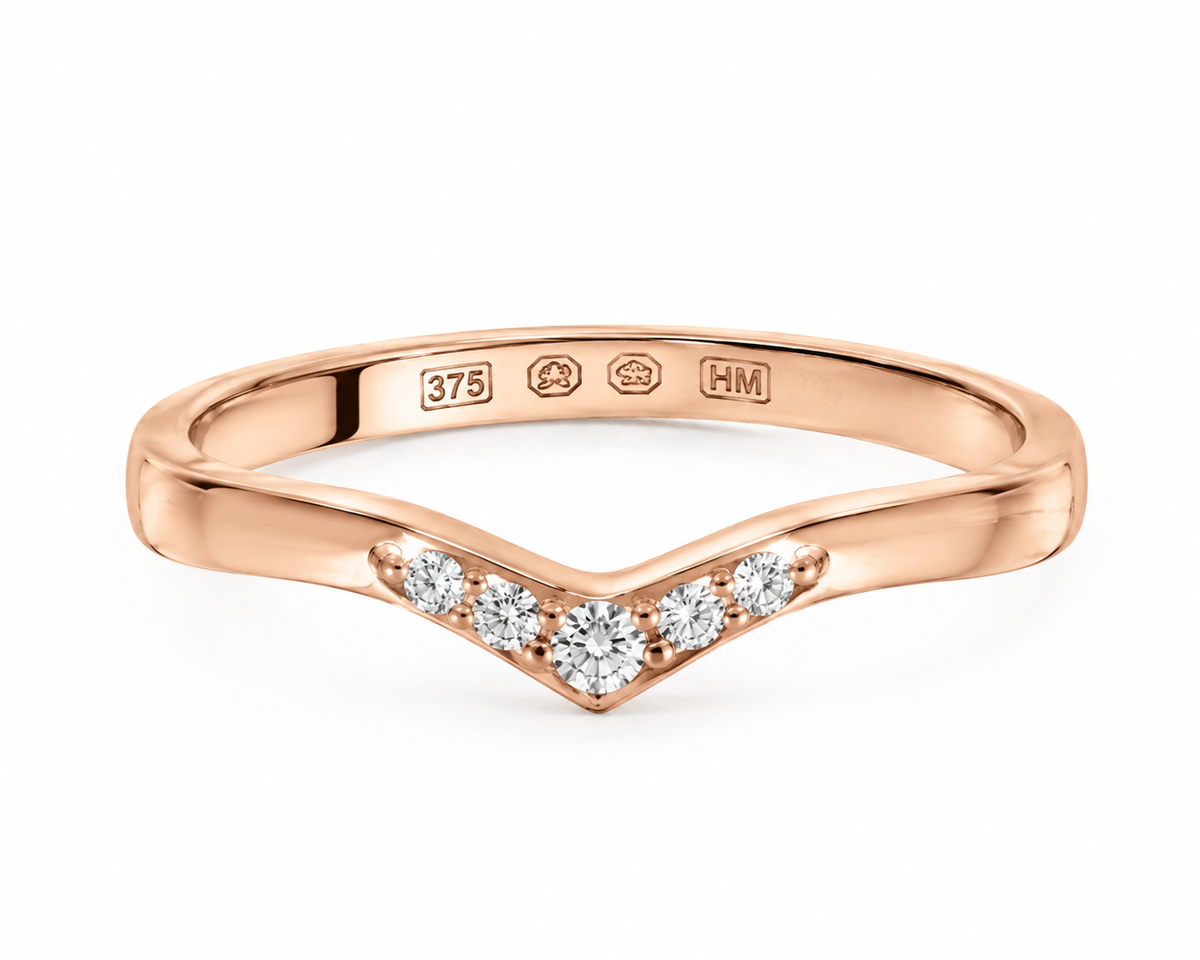 Rose Gold 0.12ct Five-Stone Shaped Diamond Wedding Ring