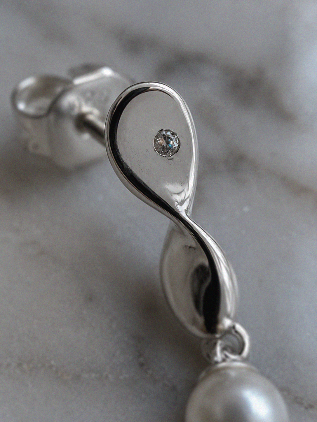 Sterling Silver Twisted Pear Drop Earrings